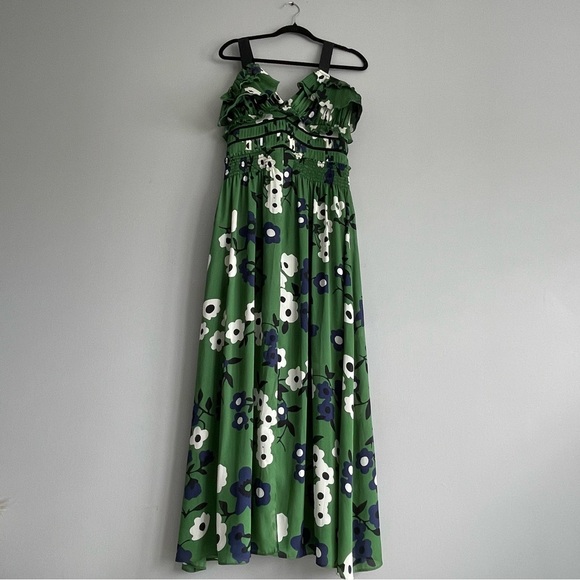 Self Portrait Green Floral ‘Cold Shoulder’ Dress - Picture 7 of 8